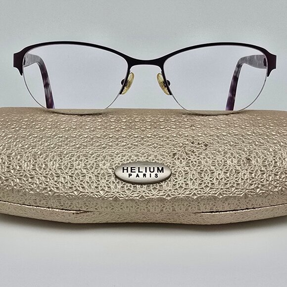 Helium Paris 4248 Purple Tortoise Semi Rimless Cat Eye Eyeglasses Frame w/ Case - Picture 1 of 15